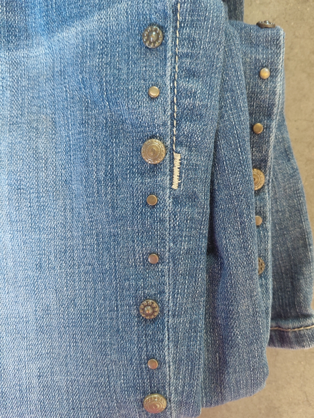 Rock & Roll Denim Women's Light Blue Skinny Jeans with Side Studs - Picture 2 of 4